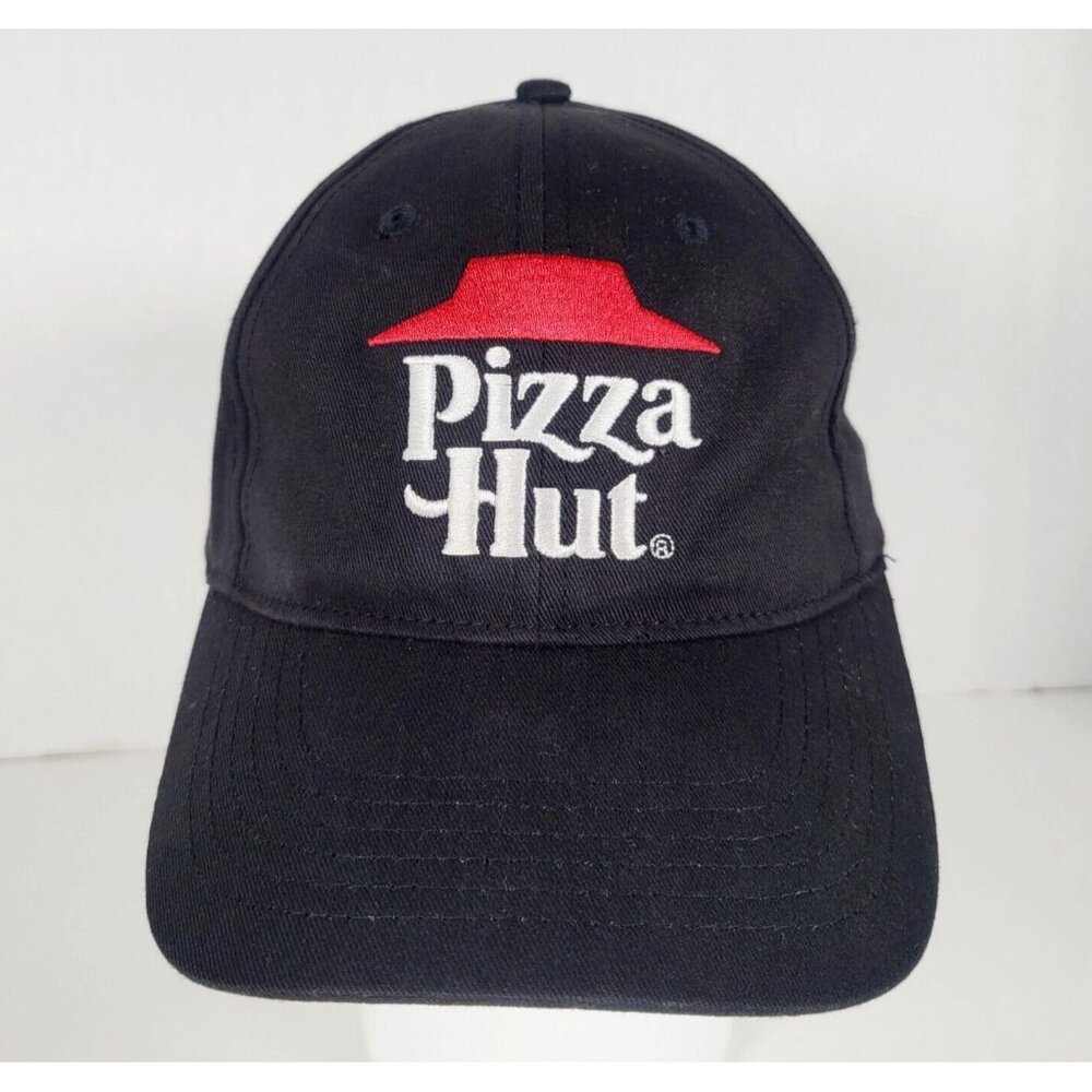 Pizza Hut Hat Cap Classic Retro Logo Black Adjustable Employee Uniform OSFM